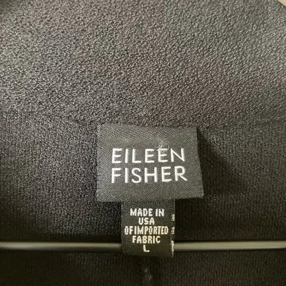 Eileen Fisher 100% Wool Zip Up Jacket Large in Black - Picture 4 of 10